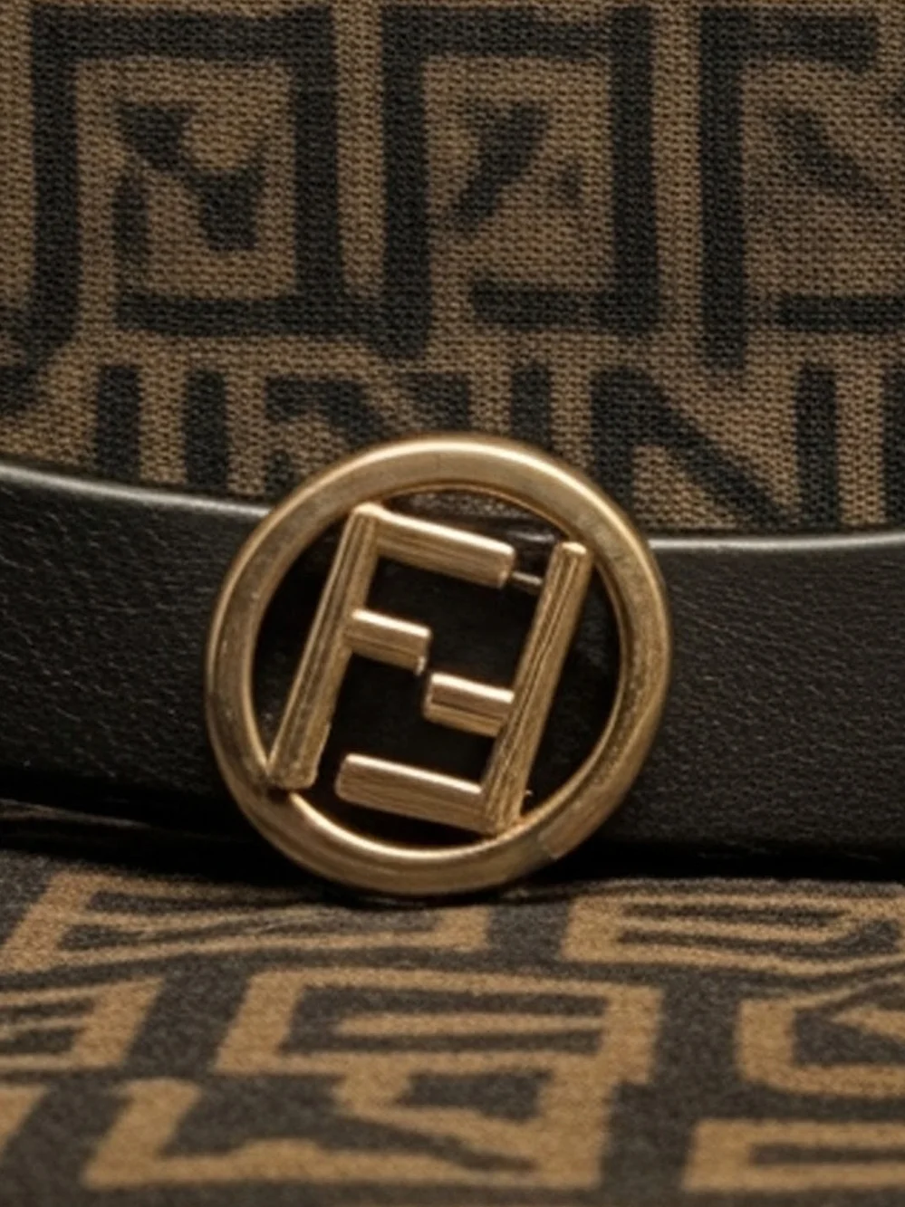 Fendi Black Faux Leather Bracelet with Metal Logo